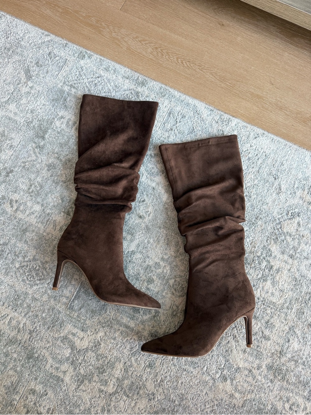 Brown Suede Slouch Knee Boots Open Edit